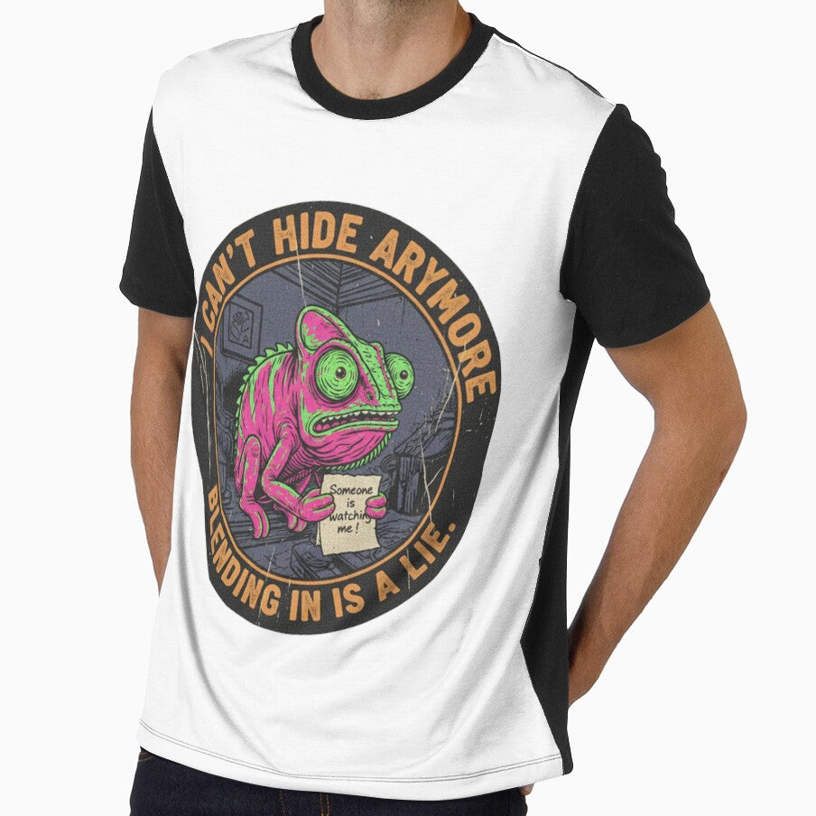 Funny Chameleon Conspiracy – I Can't Hide Anymore Retro 90s Vintage Art by FakeJoo