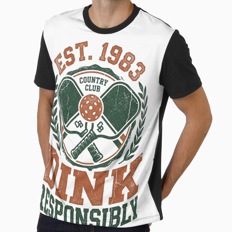 Retro Pickleball Club Dink Responsibly Funny T-Shirt by KreatoLab