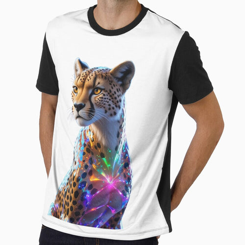 "Glowing Futuristic Cheetah – Radiant Wildlife Art with Neon Spark Effects" by GloriousArtSKD