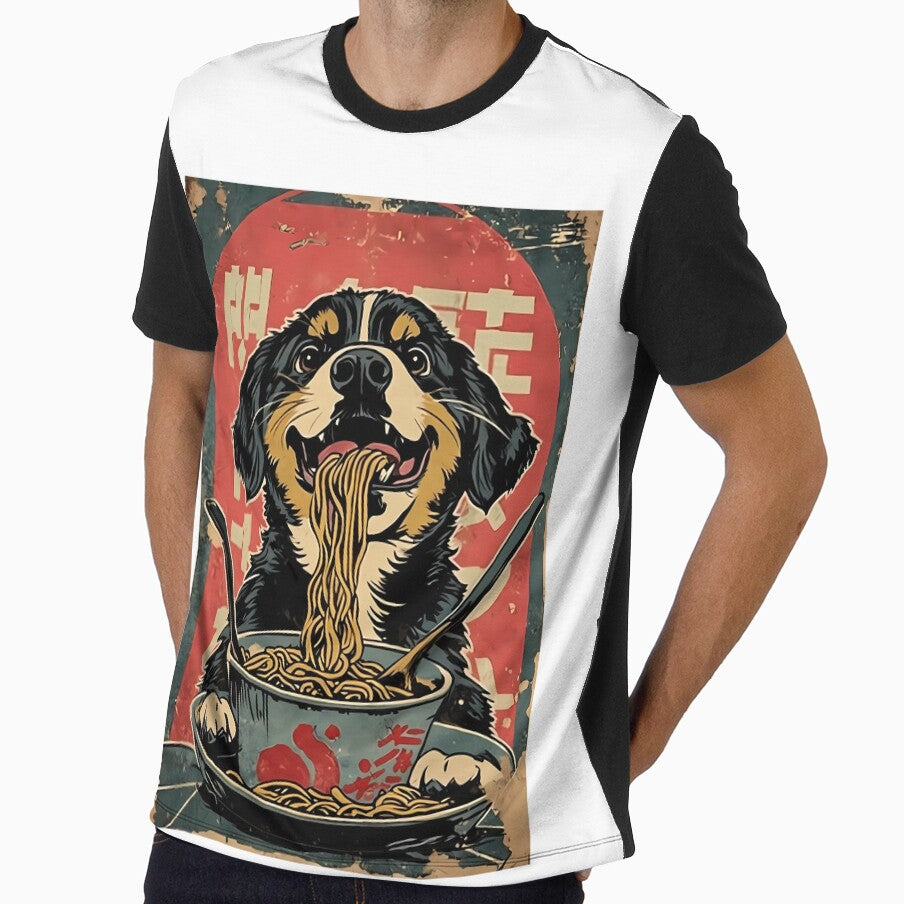 Happy Dog Eating Ramen Noodles Vintage Japanese by k3rstman1