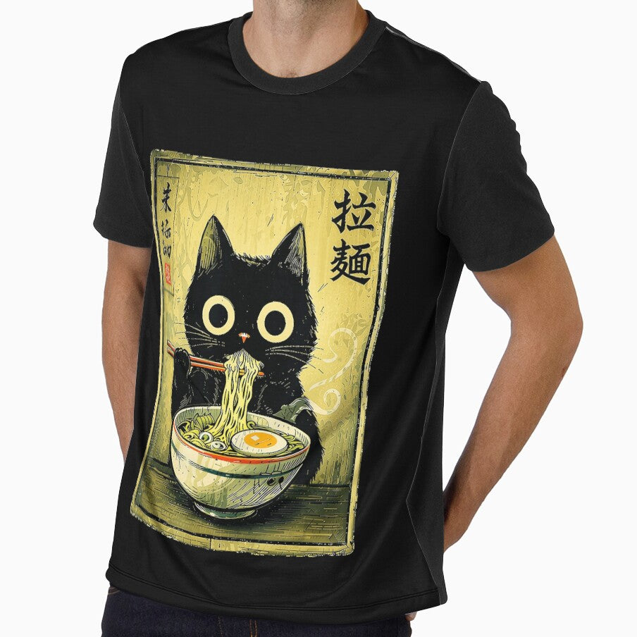 Kawaii Ramen Cat Vintage Japanese Poster with Retro Noodle Charm by titanlevi