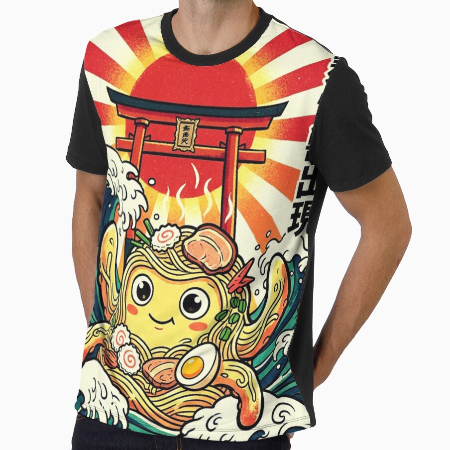 Ramen Kaiju Rising – Kawaii Japanese Monster Noodle Retro Art Print by @SHINTOSARTSTORE