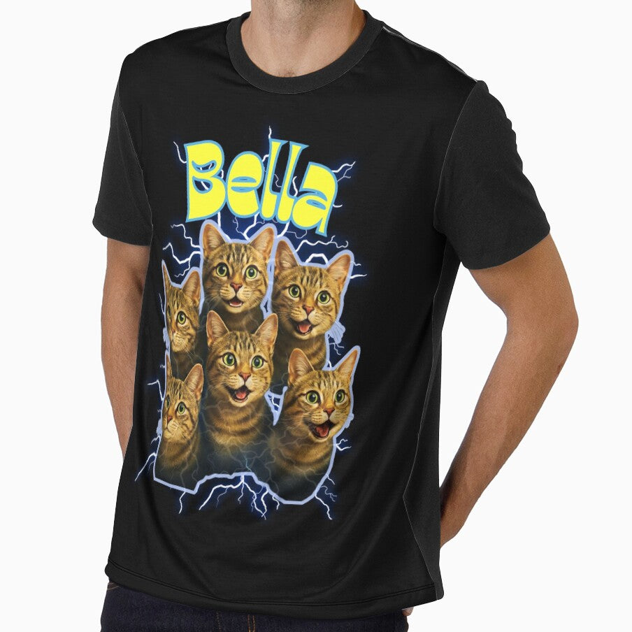 Retro Cat Portrait Tee – Custom Bootleg Vintage Style Pet Shirt by Tee-Aura