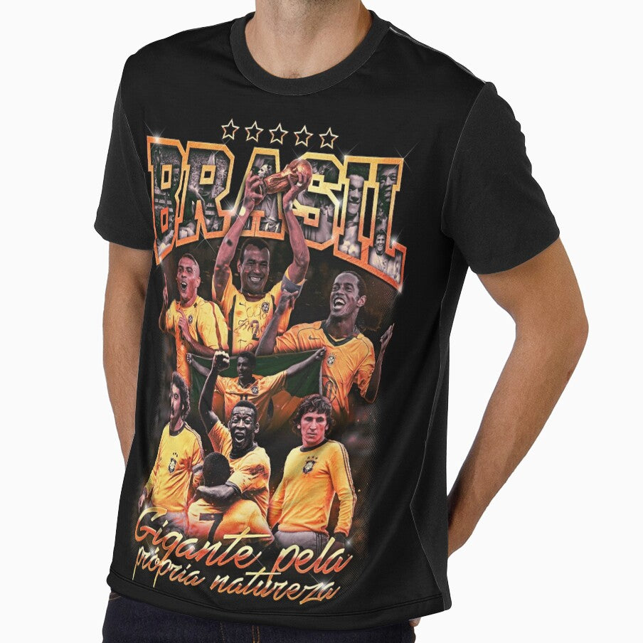 Brazil Football Legends in Vintage 90s Bootleg Style Classic T-Shirt by amprintsstudio