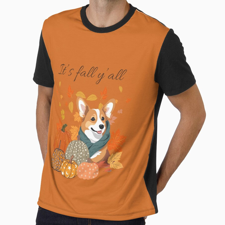 'It's Fall Y'all - Cozy Pembroke Welsh Corgi with Pumpkins and Leaves" by GoodyPaws