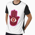 Pink & Red Hamsa Hand with Evil Eye — Bold Spiritual Protection Symbol Art by Artsy Corner