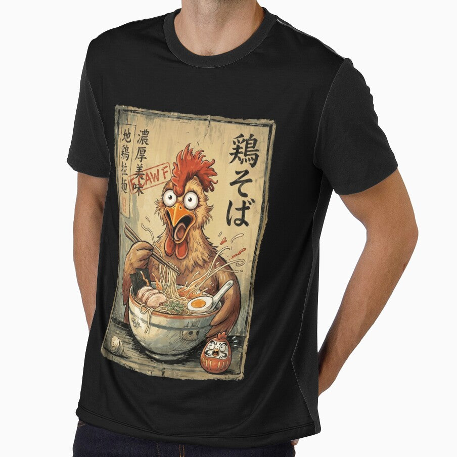 F Caw F Funny Chicken Ramen Vintage Japanese Noodle Art by Bongocomic