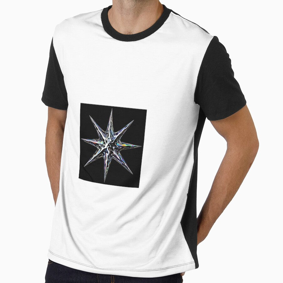 Y2K Acid Grunge Chrome Star Liquid Metal Streetwear Art by Prints-Things