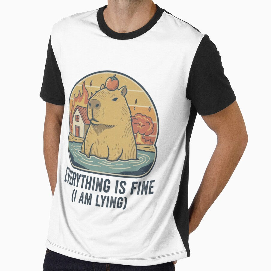 Everything Is Fine Capybara – Funny Ironic Disaster 90s Vintage Graphic by FakeJoo