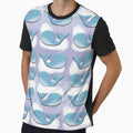 Happy Watercolor Painterly Whale in the Sky with Clouds by HydrangeaDelMar