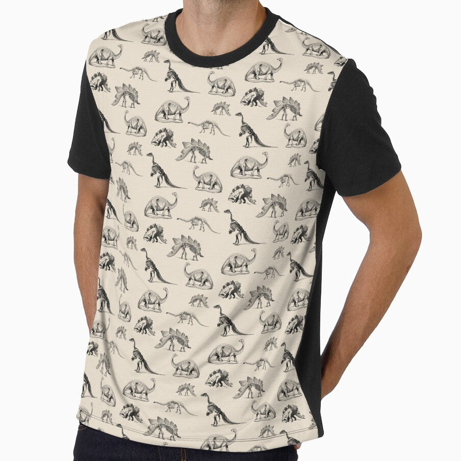 Vintage Museum Dinosaur Skeleton Illustrations, Black & Cream Dinos by Kristi Duggins