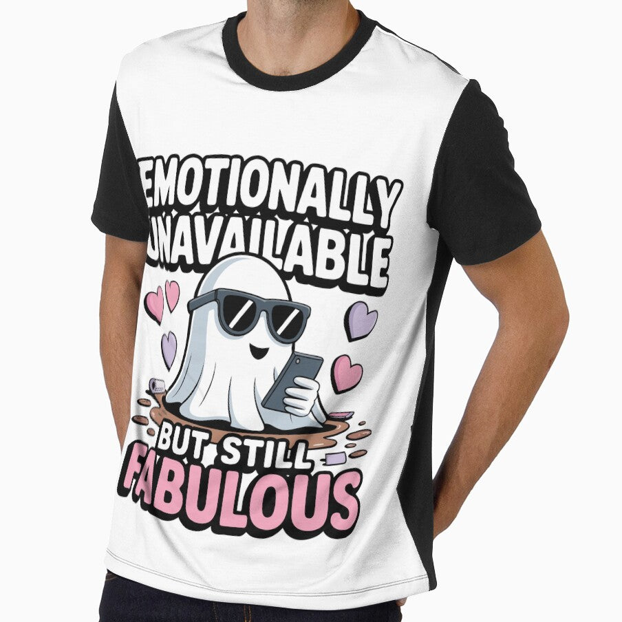 Cute Ghost with Coffee - Emotionally Unavailable But Fabulous by Project X Design
