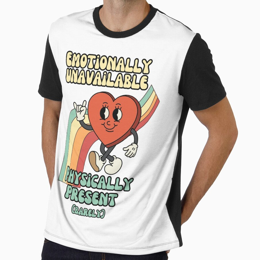 Emotionally unavailable, physically present - Retro Heart Humor by stumblingdesign