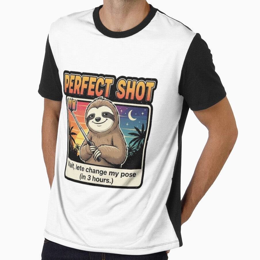 Sloth Perfect Shot Selfie – Funny Slow Life 90s Vintage Graphic by FakeJoo