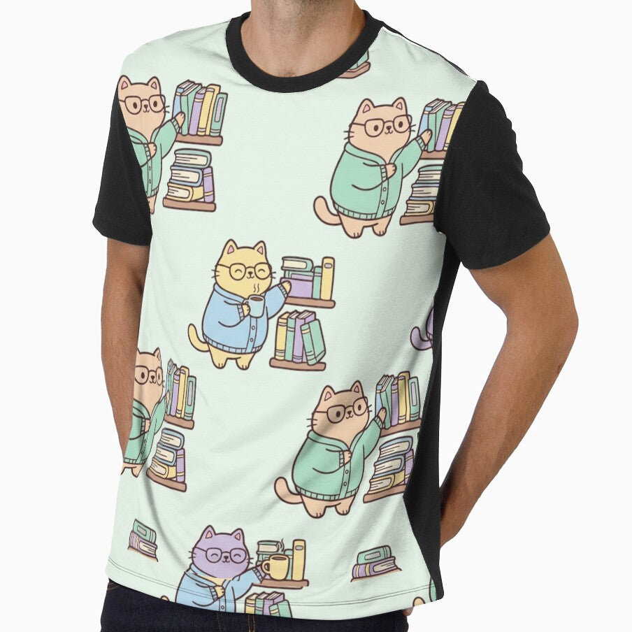 Kawaii Library Cat Seamless Pattern - Pastel Aesthetic Bookworm Kitty - Cozy Student Life Decor by HappySproutArt