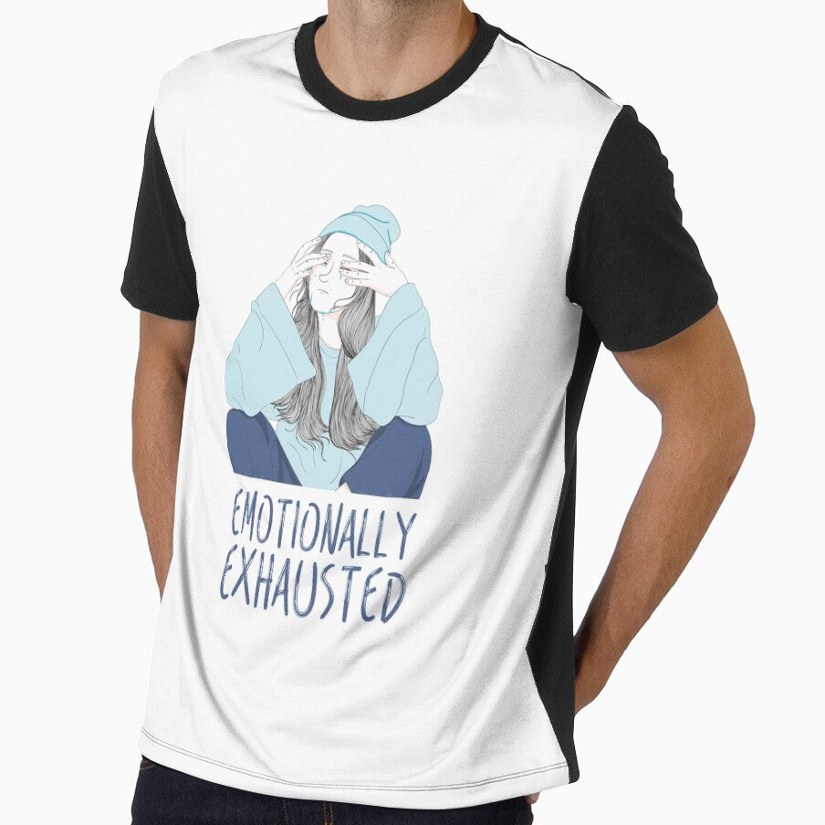 Emotionally Tired Girl - Sky Blue On White by crazycollective