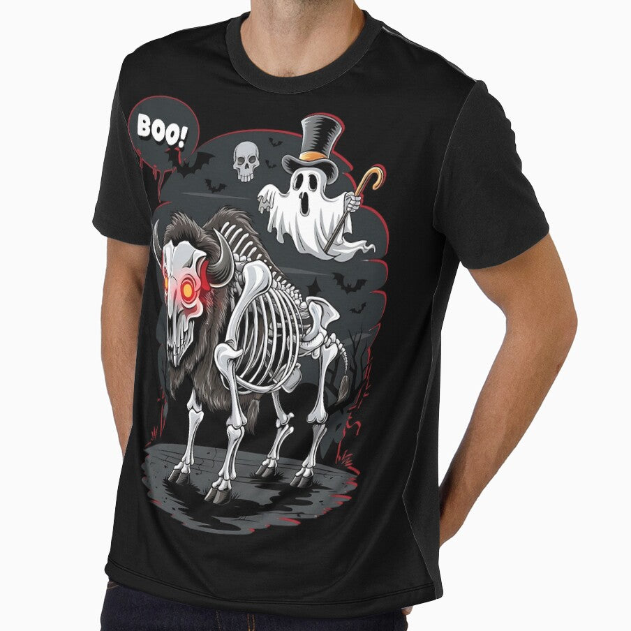 SPOOKY BISON WITH A GHOST DOING BOO by justyna-s28