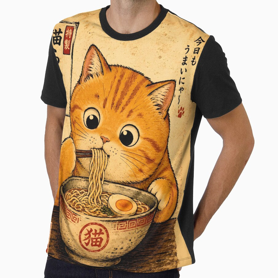 Chubby Ginger Cat Eating Ramen Again by merchxwear