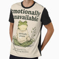 Meditating Frog Emotionally Unavailable Spiritually Present Funny Quote by bosamji
