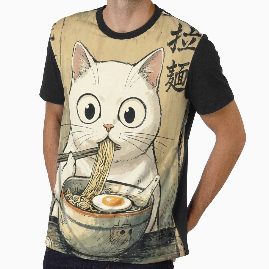 Kawaii Ramen Cat Ukiyo-e Style Japanese Vintage Noodle Lover Gift by Bongocomic