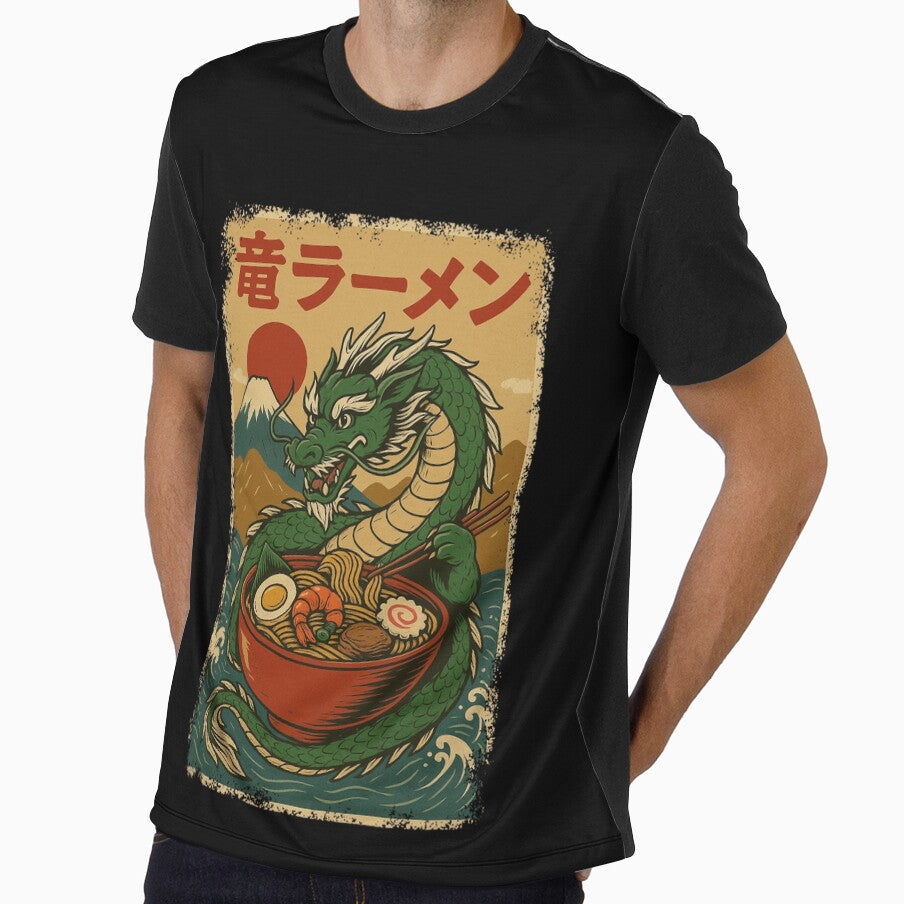 Dragon Ramen with Fuji & Red Sun – Retro Japan by Damcoc