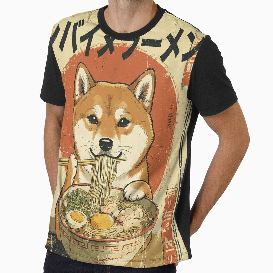 Shiba Inu Ramen Lover Vintage Japanese Food Dog Art by Bongocomic