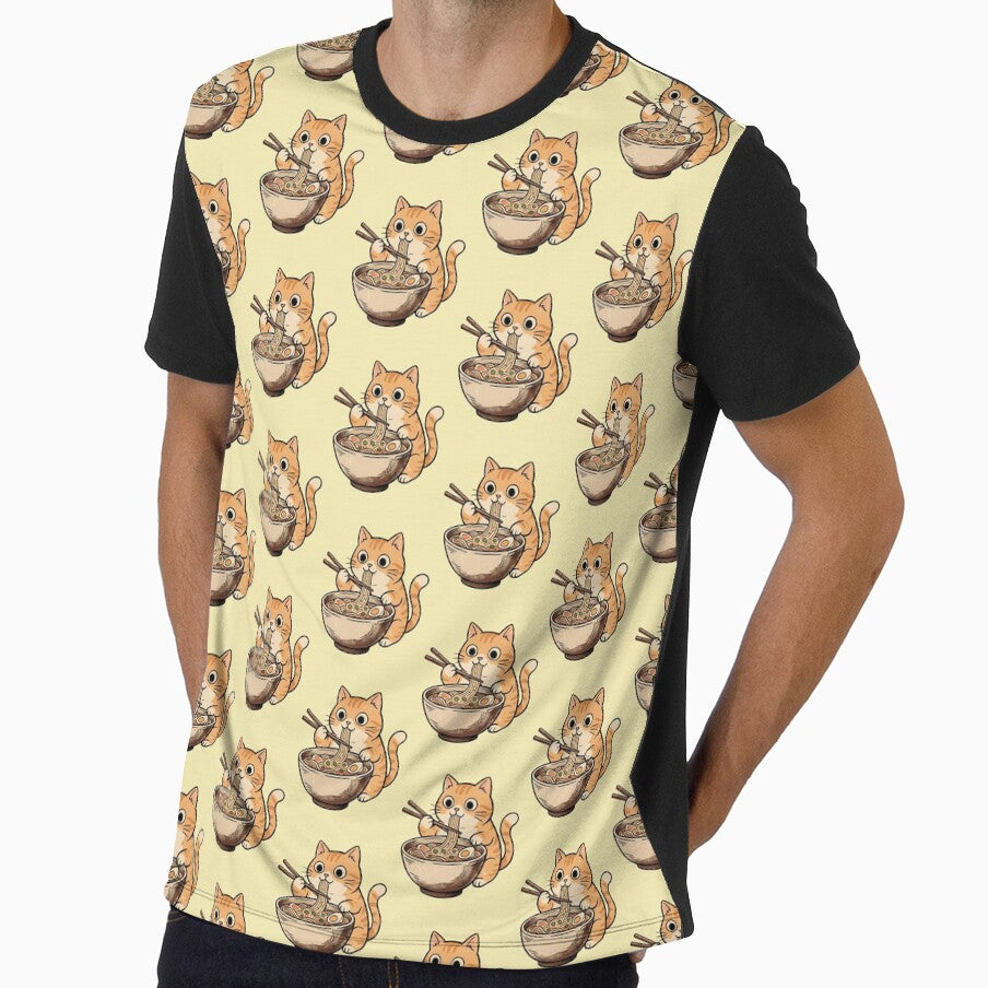 Orange Cat Eating Ramen by merchxwear