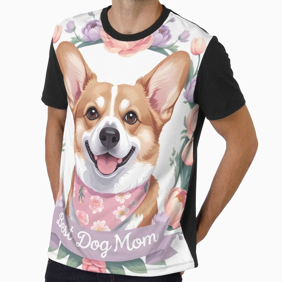 Best Dog Mom Corgi Floral Mother's Day Badge by Breed And Build