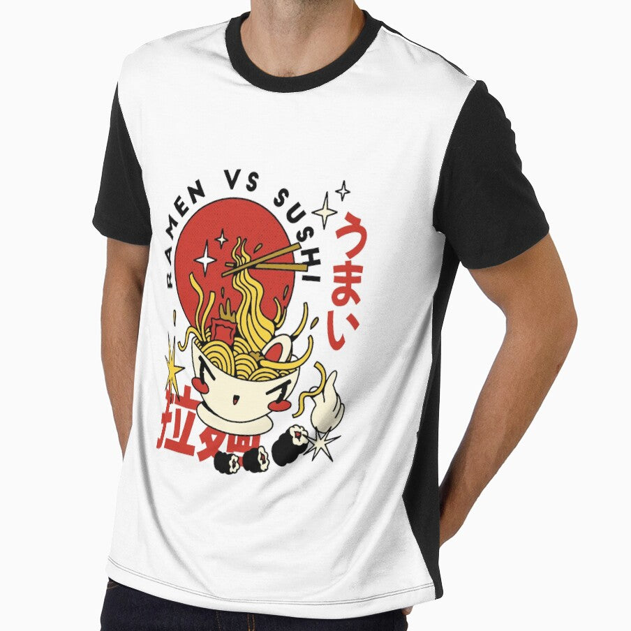 Ramen vs. Sushi Funny Foodie Shirt - Choose Your Side! Ramen Tee Shirt by SillyPupDesign
