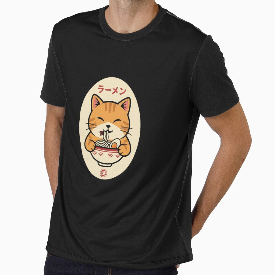 Funny Japanese Cat Eating Ramen Vintage Japanese Noodles by scottygrindz