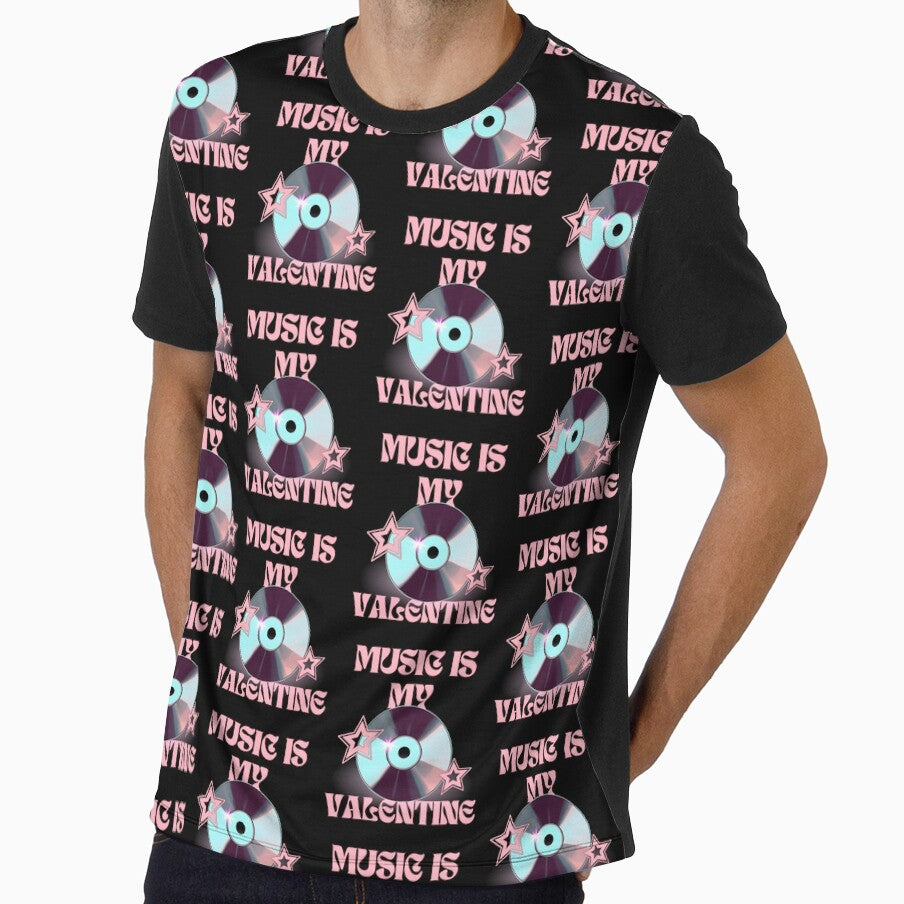 Retro Aesthetic "Music Is My Valentine" T-Shirt Design by Design333