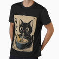 Black Cat Udon Ramen Traditional Japanese Retro Noodle Art by Damcoc