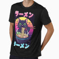 Kawaii Black Cat Eating Ramen – Vaporwave Anime Style by Aredbox