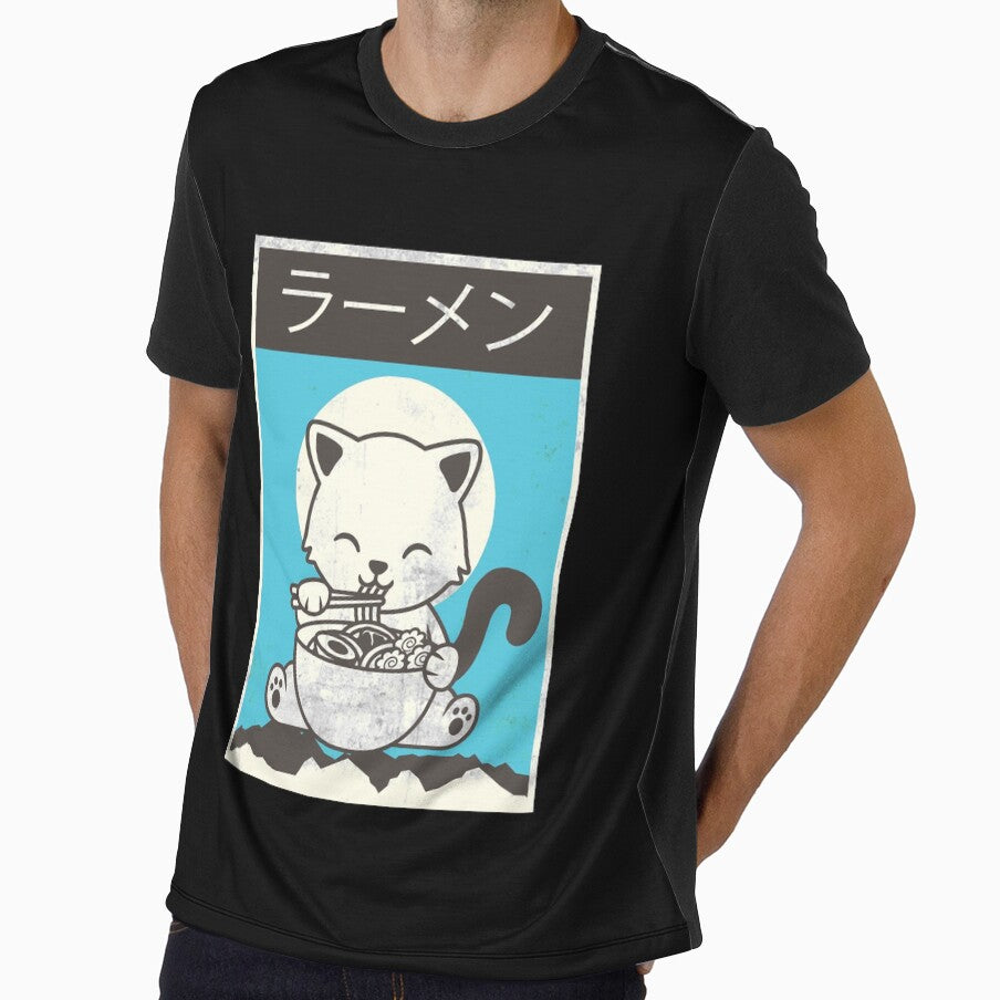 Kawaii Cat Ramen Noodle Cute Cat Vintage Retro Japanese by aubb7