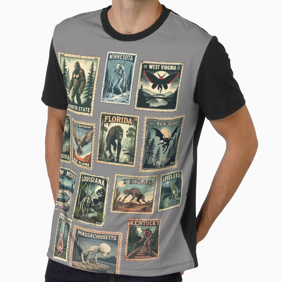 Cryptid Stamp Collection – Vintage US State Monsters Shirt by JonHale
