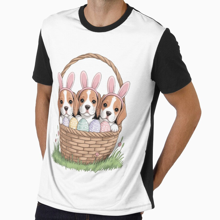 Basset Hound Bunny Easter Basket Egg Easter Day by TrinaEspinoza