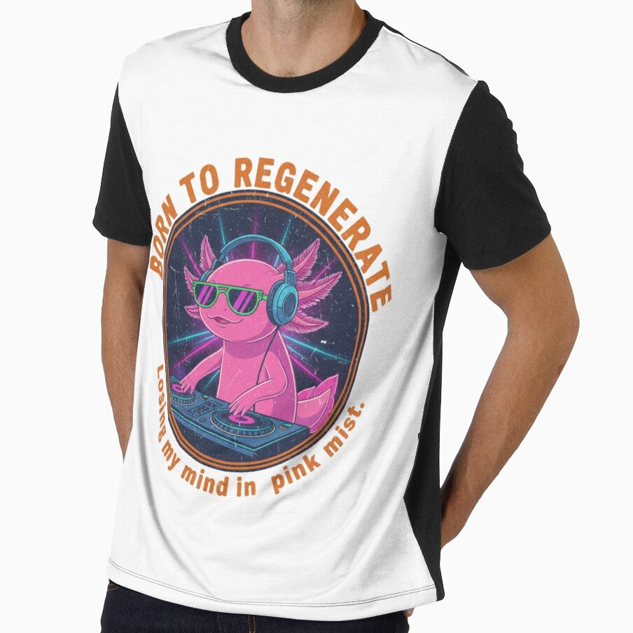 Funny Axolotl DJ – Born To Regenerate Retro 90s Vintage Bootleg Art by FakeJoo