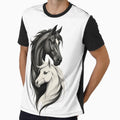 Black and White Horses – Yin Yang Equine Art | Elegant Horse Illustration by Redshop04