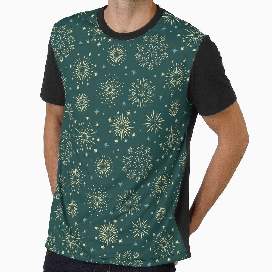 New Year's Eve: modern and abstract fireworks on petrol blue by InkofNocturna