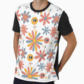 Kawaii Retro Flower Power Pattern – Groovy Daisies with Cute Faces & Sparkles by HastyHouse