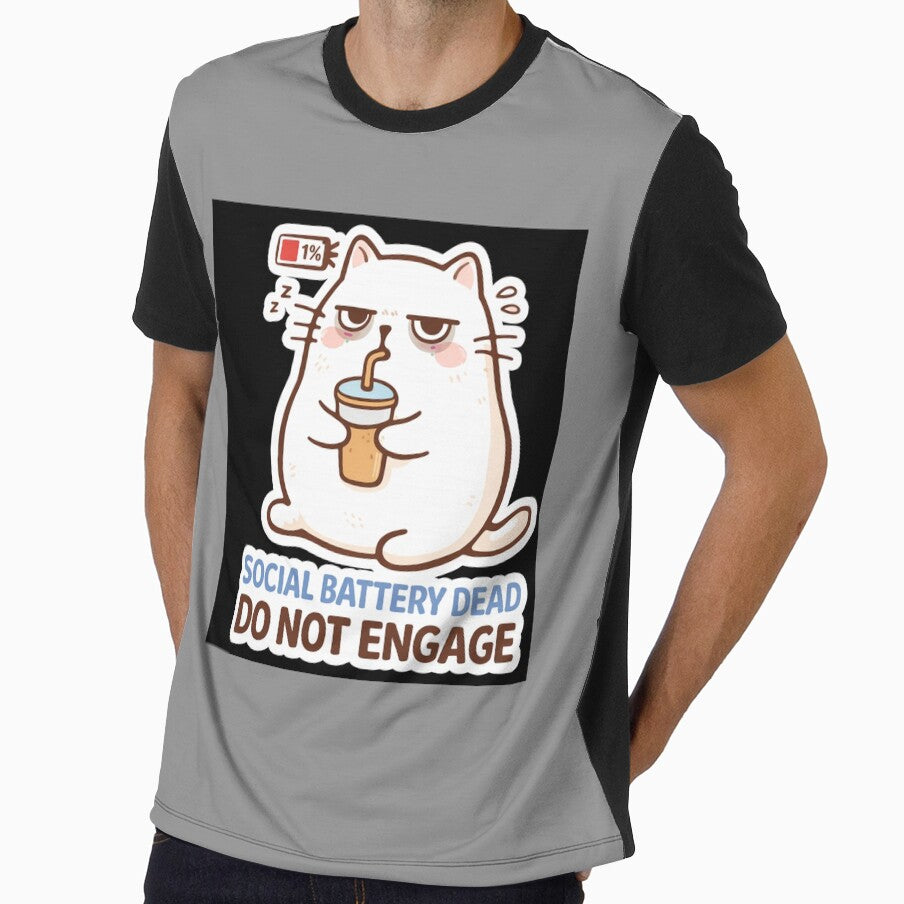Social Battery Dead Cat – Do Not Engage Funny Introvert Meme by sumodesign
