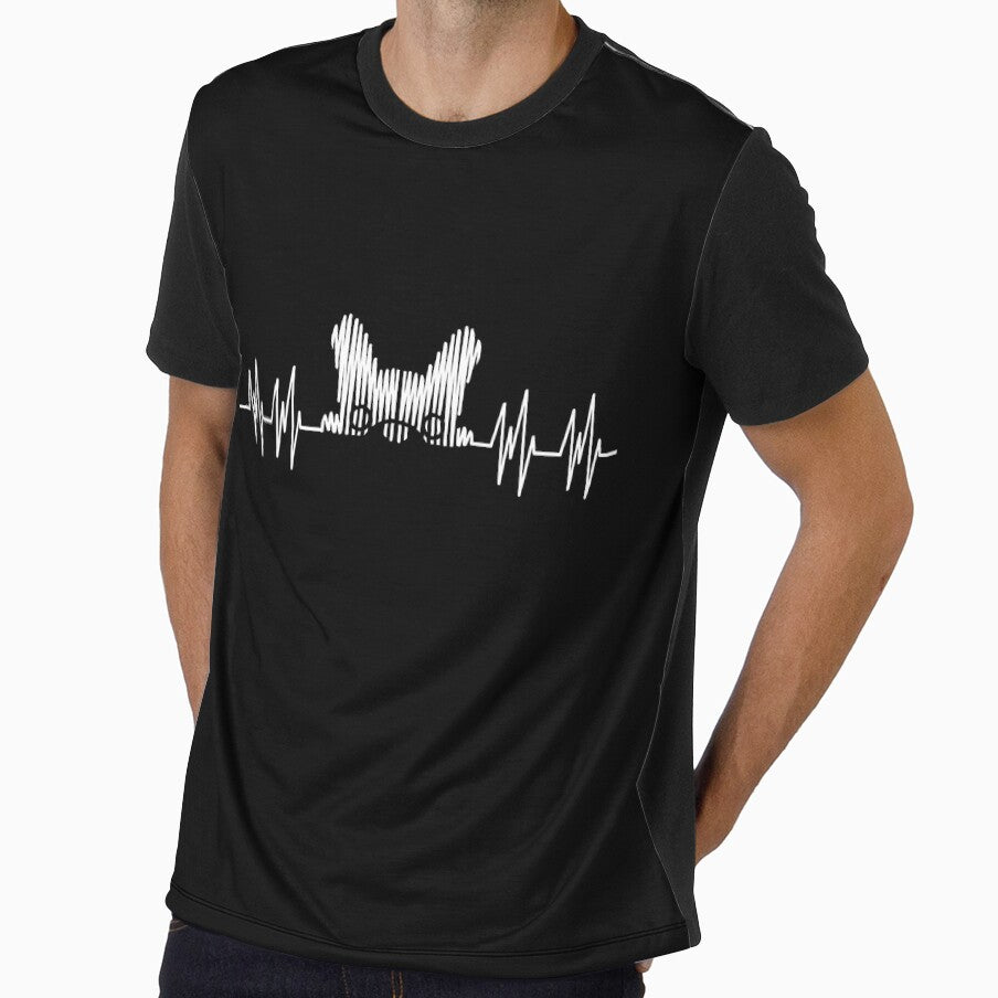 Heartbeat diagram and french bulldog, electrocardiogram of a mother or father of a french bulldog by Collagedream