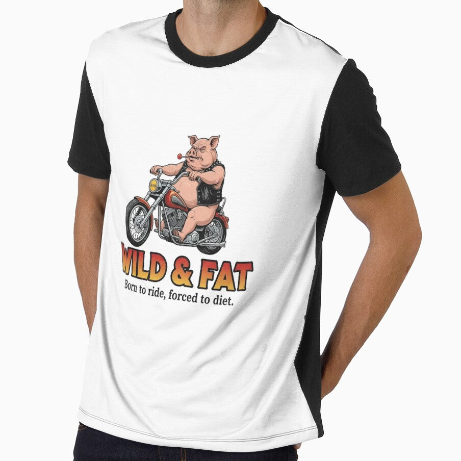 Wild and Fat Pig Rider – Funny Biker 90s Vintage Bootleg Graphic by FakeJoo