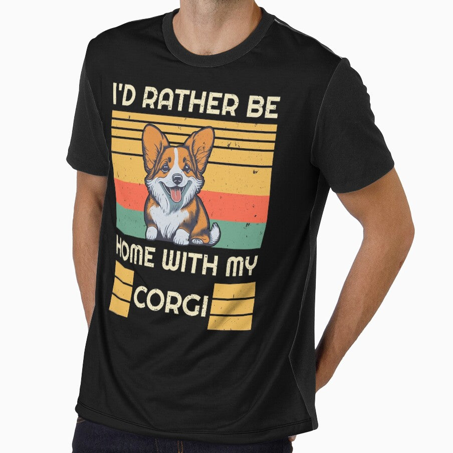 Vintage Design - I'd Rather Be - Corgi Dog Puppy by brindled