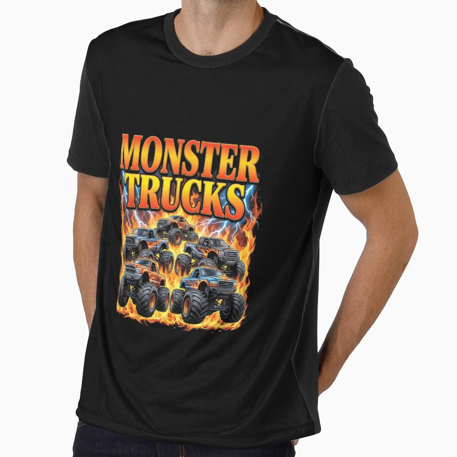 Monster Trucks 90s Bootleg Vintage Style Fire Lightning by PaulTSchafer