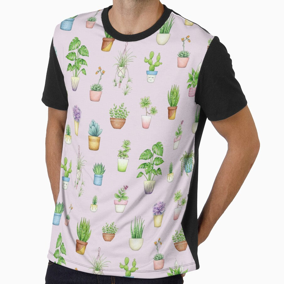Succulents and Houseplants on pastel mauve - repeat pattern by HazelFisher