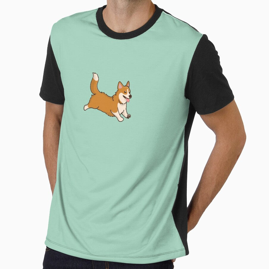 Simple red and white Corgi running by PupBubble Art