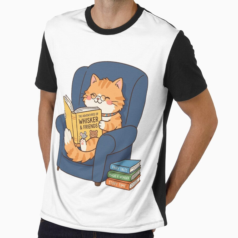 Cute Tabby Cat Reading Book Kawaii Digital Art by ajamzbox