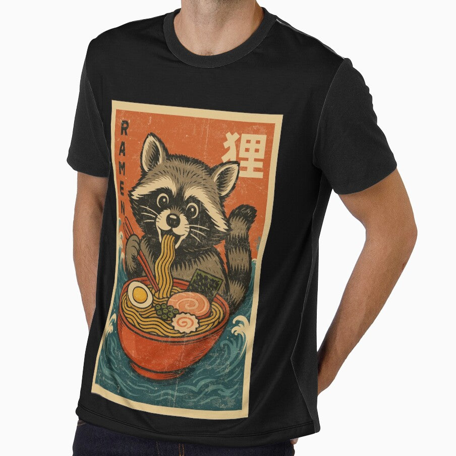 Happy Kawaii Raccoon Ramen Noodles – Cute Japanese Retro Vintage Style by Damcoc