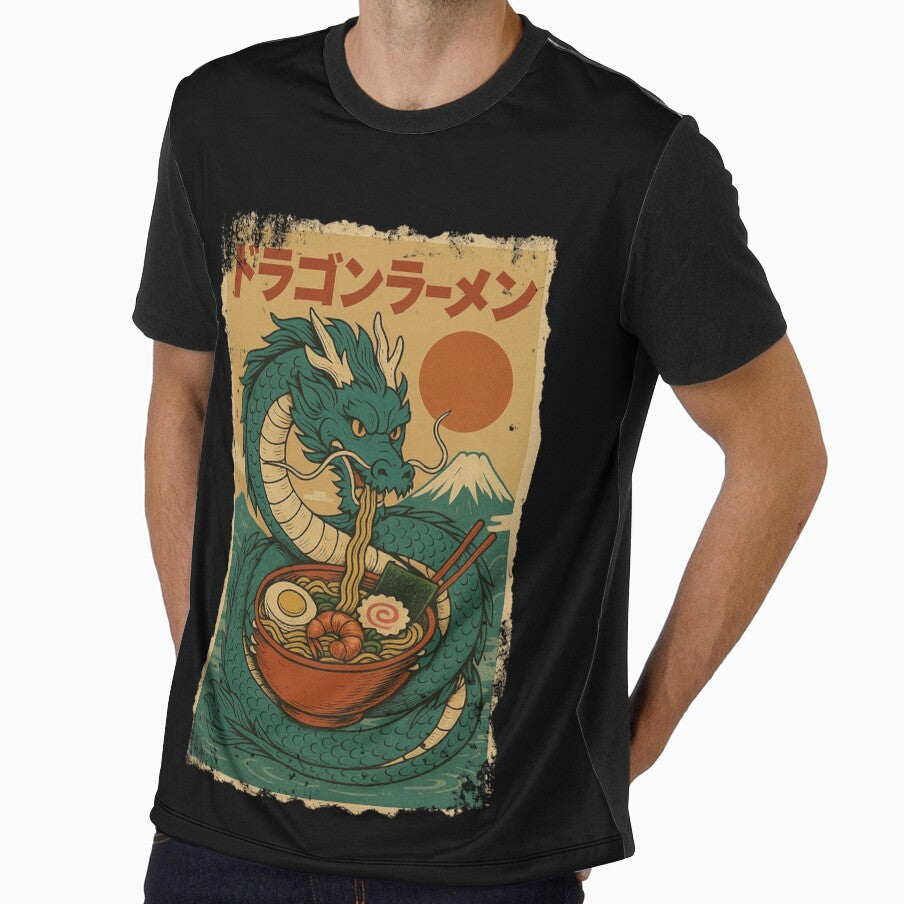 Dragon Ramen with Fuji Sun – Bold Retro Japanese Vintage by Damcoc